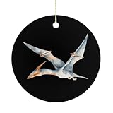 Pterodactyl Dinosaur Christmas Ornaments Round Christmas Tree Decoration Ceramic Souvenir Hanging for Home Xmas Tree Decor