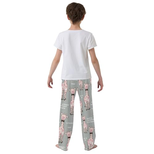 ZZXXB Giraffe and Polka Dot Boys Long Pants Soft Trousers Elastic Waist Kids Lounge Bottoms with Pockets S-XL3