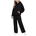 Damen Jogginganzug Trainingsanzug Hausanzug Freizeitanzug Zweiteiler Set mit Weich Bequem großen Größen baggy Kapuze und Taschen Loungewear für Sport Freizeit in Herbst Winter als Outfit,S-3XL, A02
