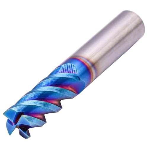 Image of BestParts HRC65 Tungsten Carbide Square End Mills - TiAlsiN Nano Coated, 4 Flute, 45 Degree Helix, 1 /2 inch Cutting Diameter, 1 /2 inch Shank Diameter, 1-1 /4 inch Length of Cut, 3 inch Overall Length