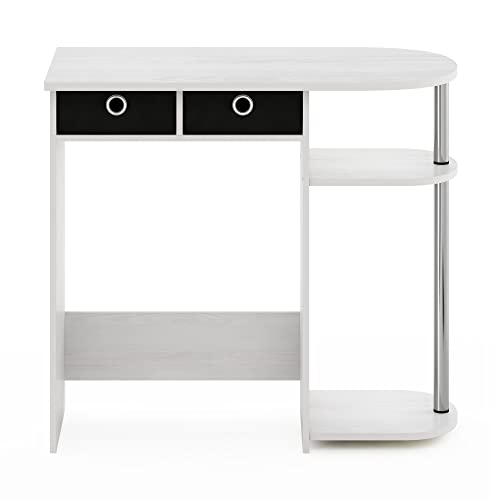 Image of Furinno Go Green Desk, 31.5 inch Wide Gaming Desk with 2 Side Shelves and Storage Bins, Computer Desk, Office Desk for Home Office, Study Room, Dorm, Bedroom, White Oak