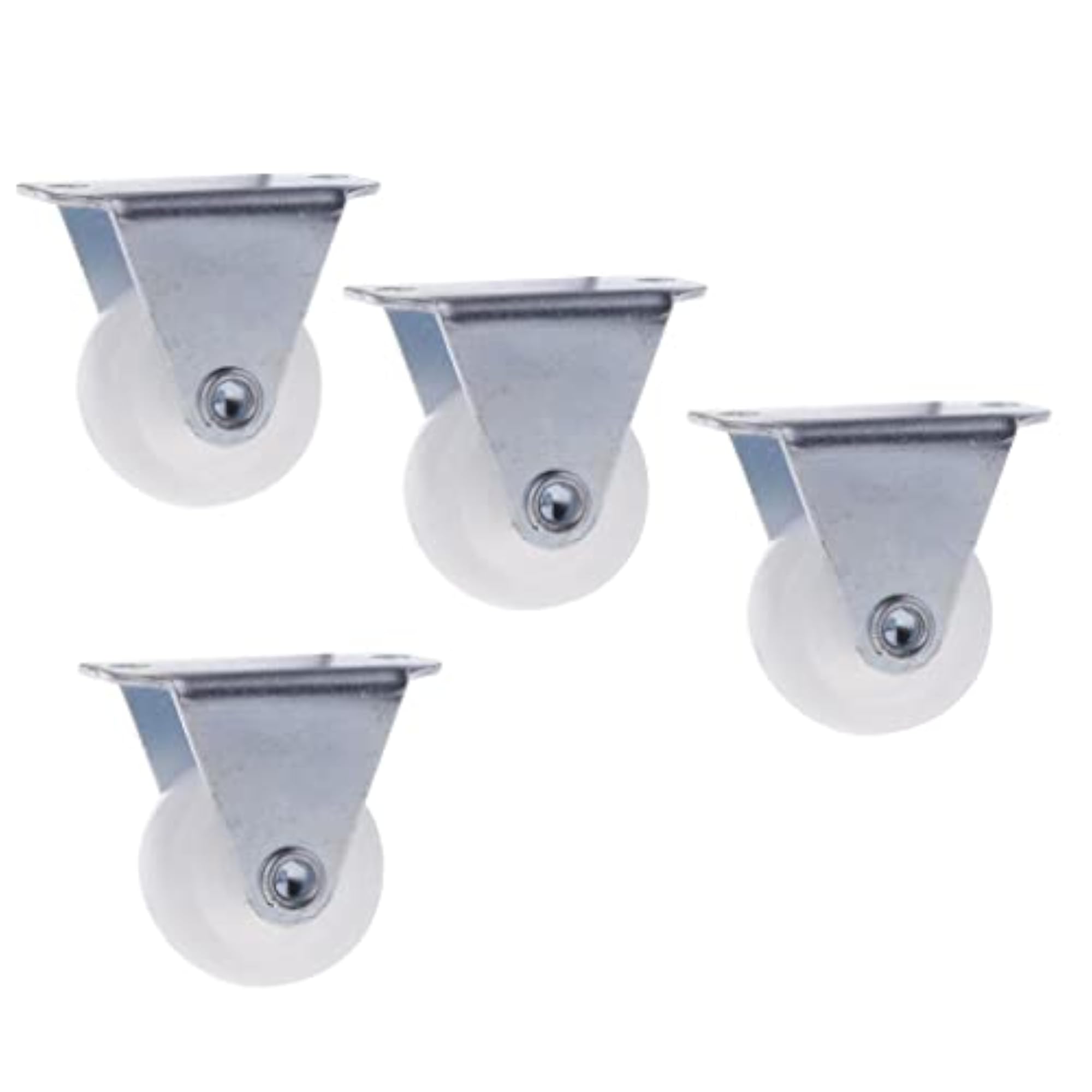 4PCS 1'' White PP Fixed Plate Caster Wheel, 10kg Capacity