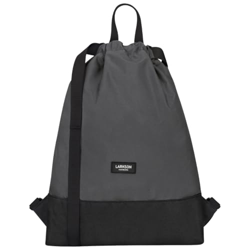 LARKSON Turnbeutel Damen & Herren Grau - No 7 - Rucksack Damen für Sport und Festival - Beutel Rucksack Klein mit Innentasche - Außentasche für Schnellzugriff