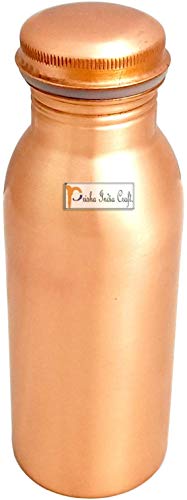 Prisha India Craft - Botella de cobre puro, diseño sin costuras, con revestimiento lacado, capacidad de 500 ml (marrón) Cover
