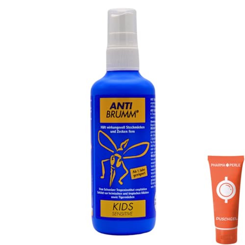 Anti Brumm Kids Sensitive 1x 150 ml I Schutz gegen Mücken und Zecken I Mückenspray I zu Hause, Reisen, Tropen I Icaridin I Kinder ab 1 Jahr I empfindliche Haut I Spar-Set plus Pharma Perle give-away