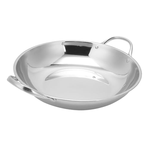 Wok plano acero inoxidable con doble asa reusable miniatura 1