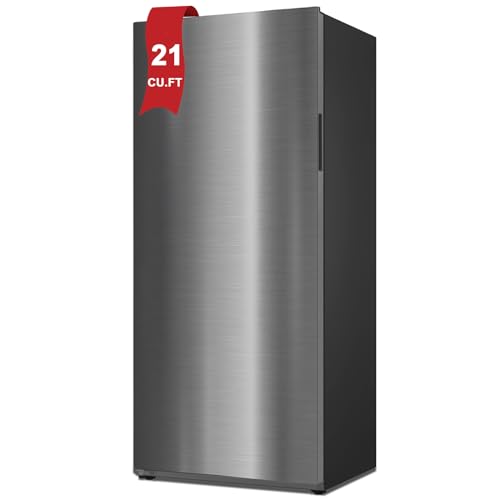 Upright Freezer,Stand Up Freezer, 21 cu.ft Freezer Upright, Stainless Steel Standing Freezer Upright for Garage, Kitchen, Home Use(Right Hinge)