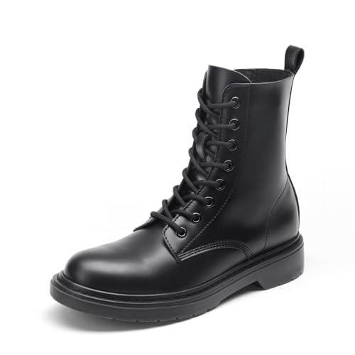 DREAM PAIRS Women Combat Boots Lace-up Low Heel Ankle Booties,Size 7.5,Black-Matte,DWUMAB2539