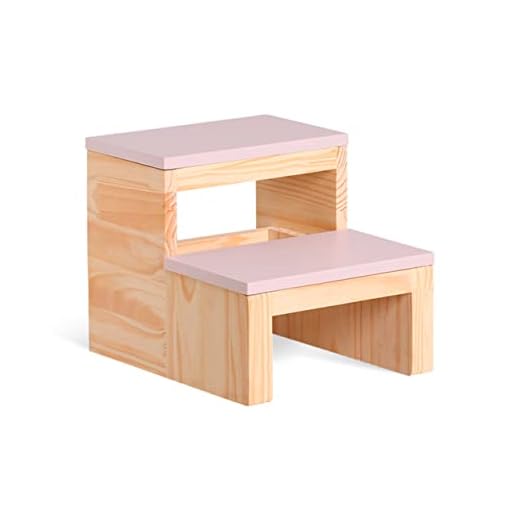 Escada Infantil Madeira Quarto E Banheiro Laqueado Rosa Bb