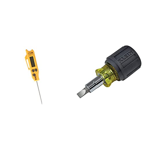 Uei Test Instruments Pdt650 Folding Pocket Digital Thermometer,Yellow & Klein Tools 32561 Multi-Bit Screwdriver / Nut Driver, 6-In-1 Stubby Screwdriver With 2 Phillips, 2 Slotted Bits, 2 Nut Drivers #TOP4