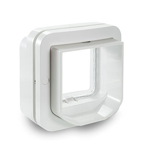 SureFlap Sure Petcare DualScan Mikrochip-Katzenklappe, kompatibel mit RFID-Halsbandanhängern und Mikrochips, EIN-Knopf-Steuerung, Einbau in Türen, Glasscheiben und Wände, batteriebetrieben, weiß