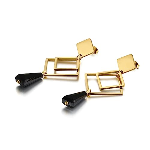 Boucles d'oreilles piercing tendance femme losange perle acier
