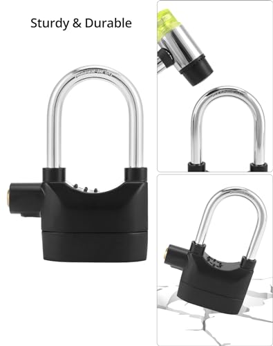 Qwork WD31071 Alarm Lock, 110 Db Universal Security Alarm Lock System Burglar Door Motor Bike Padlock thumb #3