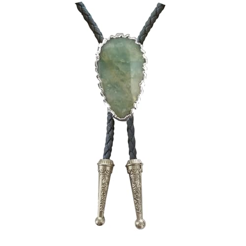 Image of Daisy Del Sol Bolo Tie Turquoise Stone Braided Vegan Faux Leather Silver Tips Handmade Necklace Adjustable Boho Western Jewelry
