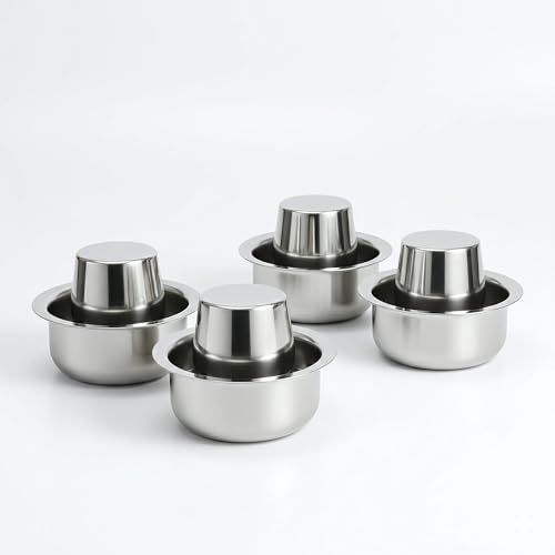 Image of South Indian Coffee Dabara Set Stainless Steel | Pack of 4 | 100 ml Tumbler and 200 ml Bowl | Traditional Kumbakonam Filter Coffee Drinkware Set with Mirror Polish Finish