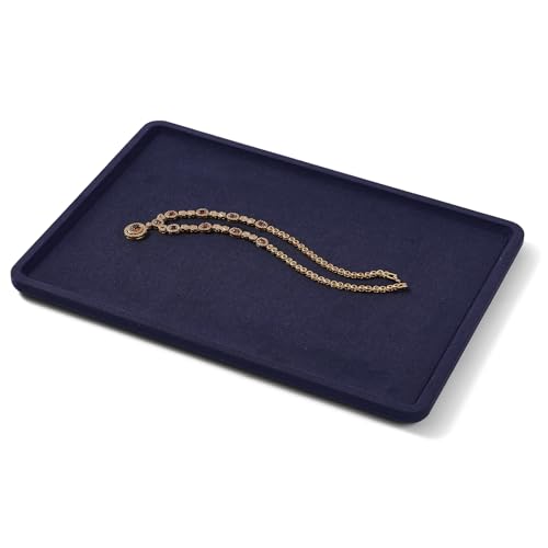 Microfiber Jewelry Trays Large Jewelry Display Tray Stackable Jewelry Bracelet Necklace Tray Organizer Ring Earring Necklace Organizer Tray Jewelry Trays For Drawers (Beige