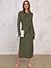 ANRABESS Womens 2025 Fall Long Sleeve Maxi Dress Crewneck Tie Waist Slit Casual Work Long T Shirt Dresses Trendy Outfits Army Green X-Large
