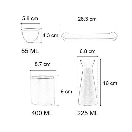 Juego de tazas de cerámica ideal para regalo con calentador de saki tradicional retro 8