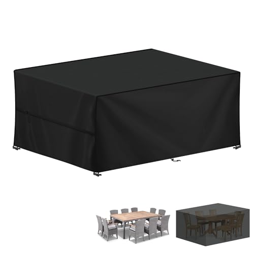 LAMUNI Housse Salon de Jardin 220x130x85cm Housses de Protection pour Meubles de Jardin, 420D Oxford Tissu Housse Table de Jardin Imperméable Bache Salon de...