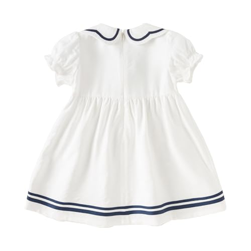 DAVE&BELLA Toddler Girls Sporty Dress Summer Puff Short Sleeve Pleated Sundress School Uniform Tennis Golf Playwear Dress2