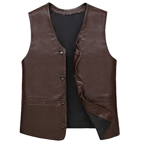 Gilet en cuir de vache marron vêtement homme chaud pour l'automne