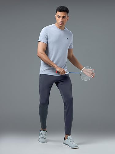 Image of TECHNOSPORT Men's Solid Slim Fit Techno Dry Trackpants Drawstring 2-Pocket Polyester Joggers for Gym Running Workout UPF50+ Anti Odour