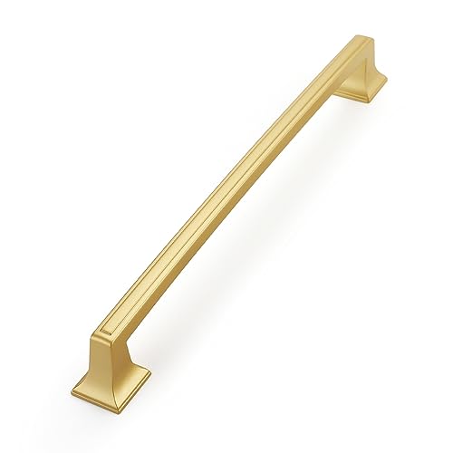 Haidms 25 Pack Cabinet Handles Matte Gold Cabinet Pulls 7-1/2 Inch Hole Center Drawer Pulls Modern Bar Dresser Handles for Bathroom Kitchen Bedroom, Zinc Alloy