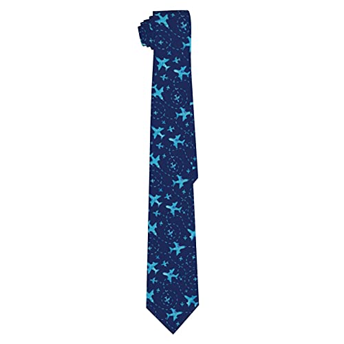Men's Funny Airplane Ties Funky Pilot Skinny Necktie Navy Blue Novelty Tie For Party Business Date Wedding #TOP3