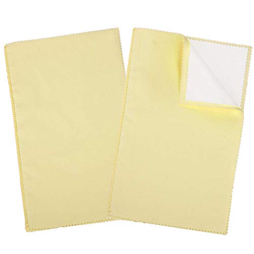 SEVENWELL 2pcs Jewelry Polishing Cleaning Cloth Large 10 x 12in for Sterling Silver Jewelry Gold, Diamond, Platinum, Coins (Yellow)