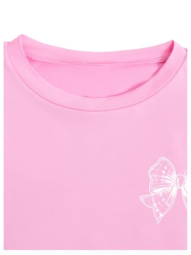 Image of Verdusa Girl's Coquette Bow Top Round Neck Short Sleeve Cute Graphic Tees
