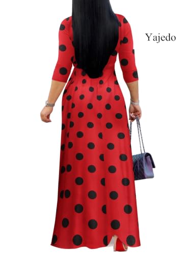 Image of Yajedo Womens Casual Summer Maxi Dress Plus Size Sexy Wrap V Neck 3 /4 Sleeve Sundress with Pockets