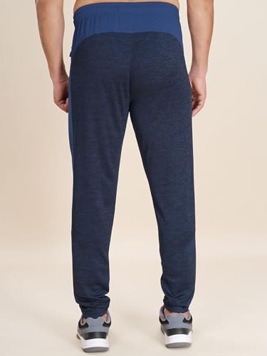 Image of TECHNOSPORT Men's Melange Slim Fit Techno Dry Trackpants Drawstring 2-Pocket Polyester Joggers for Gym Running Workout UPF50+ Anti Odour