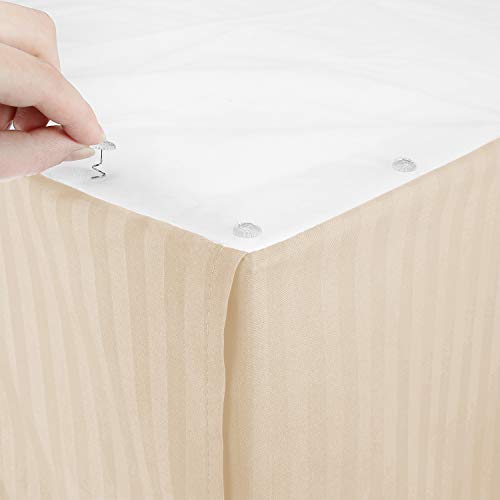 Image of Nestl Full Size Bed Skirt - Damask Dobby Stripe Wrap Around Bed Skirt Full Size - Double Brushed Microfiber 14 in Tailored Drop Pleated Bed Ruffle with Bed Skirt Pins - Cream
