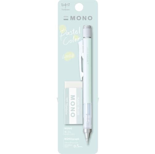 Tombow MONO graph und MONO Radierer 0 5mm Mint Green Präzision mit 4-mm-Spitze innovativer Schüttel-Mechanismus stabilere Messing-Zange nachfüllbar inkl. Radierer [SH-MG64-PE04A]