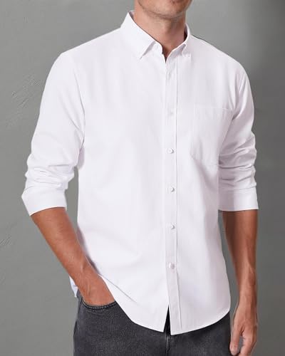 Alimens & Gentle Men's Oxford Shirts Regular Fit Button Down Shirt Business Casual Shirts Long Sleeve Dress Shirt 6