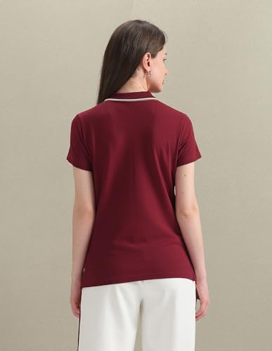 Image of U.S. Polo ASSN. Women Cotton Solid Regular Fit Polo Shirt