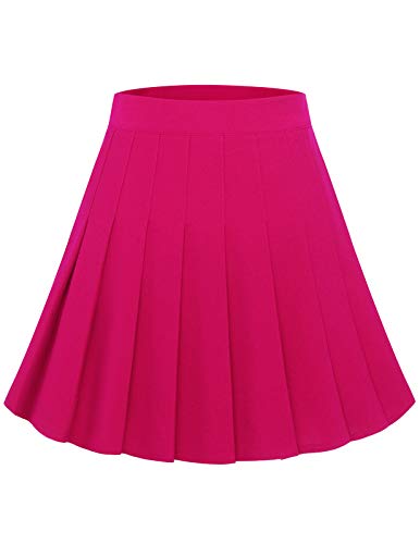 DRESSTELLS Pleated Skirts for Women, Skater Skirt for Women, Tennis Skirt for Women Pleated, High Waisted Pleated Skirt, A Line Skirt Womens Mini Rose L