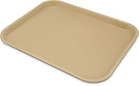 Carlisle FoodService Products Fast Food Cafeteria Tray 14" x 18", Durable Polypropylene with Slip-Resistant Surface, Stackable for Cafes and Schools, BPA-Free, Beige