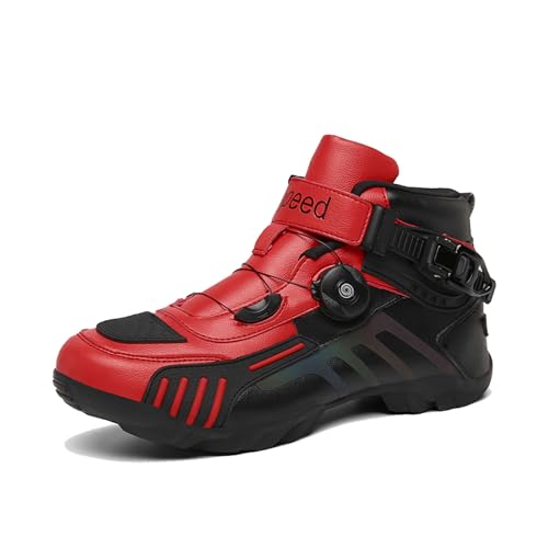 Leichtrit Zapatos de Moto para Hombre,Botas Moto Hombre de Cuero,Zapatillas de Motocicleta,Botas de Moto para Hombre,Vented,Transpirables,Soporte el Tobillo,Gran Agarre,para Motos de Motocross