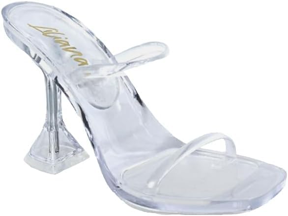 Liliana Women's Double Strap Jelly Sandals Transparent Spool Heels Mina-1