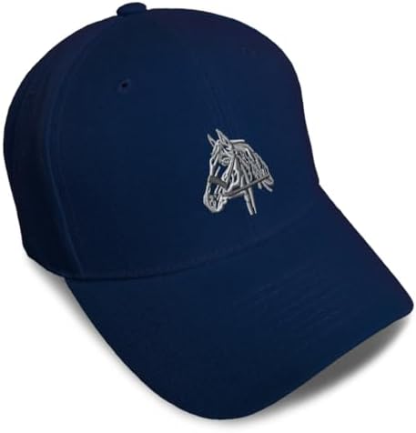 Speedy Pros Baseball Cap Horse Riding Equestrian Embroidery Acrylic Dad Hats for Men & Women Strap Closure Navy Design Only