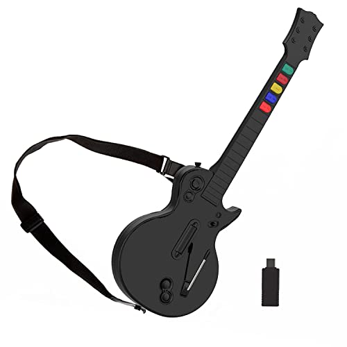 【Connessione Telecomando】: questa chitarra Guitar Hero è una chitarra wireless due in uno con tecnologia RF 2.4G. Il ricevitore si collega all'host PS3 o alla porta USB del computer per connettersi in modalità wireless alla chitarra. Offre un'esperienza musicale autentica ed è progettato professionalmente per rispondere rapidamente al tuo modo di suonare la chitarra.