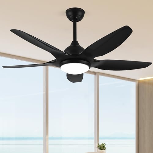 GLITI Ceiling Fan, Ceiling Fan with Lights, Dimmable 48'' Ceiling Fans with Remote Control for Bedroom,Living Room,Slanted Ceiling, Reversible for Winter and Summer Mode, Time
