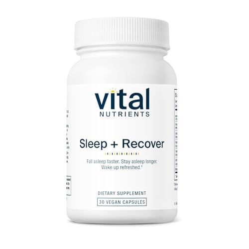 Vital Nutrients Sleep + Recover - Vegan Supplement - Sleep Support - Melatonin Ashwagandha & L-Theanine - Gluten Dairy & Soy Free - 30 Capsules