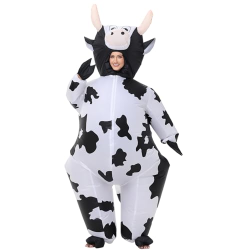 AOGOYO Inflatable Cow Costune Blow up Animal Costume Cow Suit for Cosplay Party Halloween Fancy Dress Parade Carnival Outfit