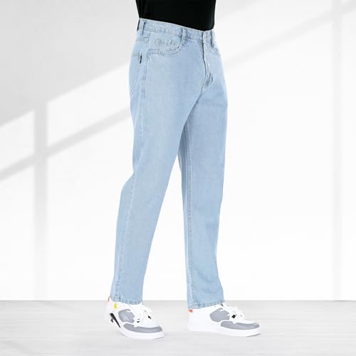 Image of Men's Straight Fit Stylish Non Stretch Mid Rise Pure Cotton Crafted with Premium Fabric Relaxed Jeans Available in Variety of Colour