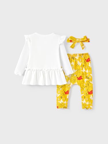 Disney Winnie the Pooh Minnie Mouse Princess Newborn Baby Girl Organic Cotton Ruffle Long Sleeve 3-Piece Set 3-24 Months2