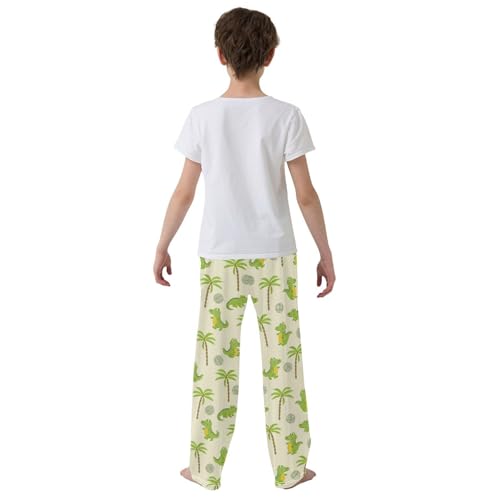 ZZXXB Crocodile and Volleyball Boys Long Pants Soft Trousers Elastic Waist Kids Lounge Bottoms with Pockets S-XL3