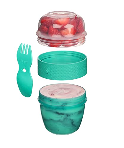 Sistema Snack Capsule to Go | with 2 Compartments & Spork | 515 ml | Minty Teal