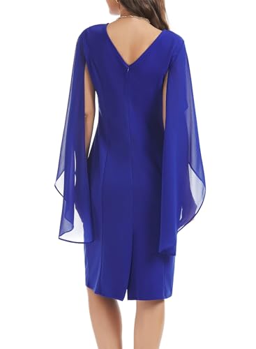 HELYO Women's Chiffon Cloak Sleeve Mini Cape Dress V-Back Semi-Formal Elegant Bodycon Wedding Guest Evening Cocktail Dresses2